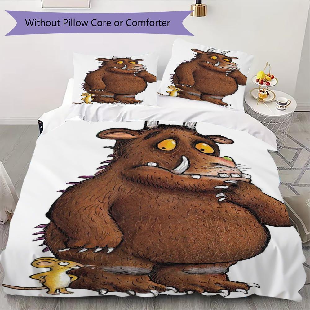 The Gruffalo Pattern Bedding,Quilt Set Quilt Cover Pillowcase Home Birthday Gift(1 * Duvet Cover + 2 * Pillowcase, Without Core)_lx
