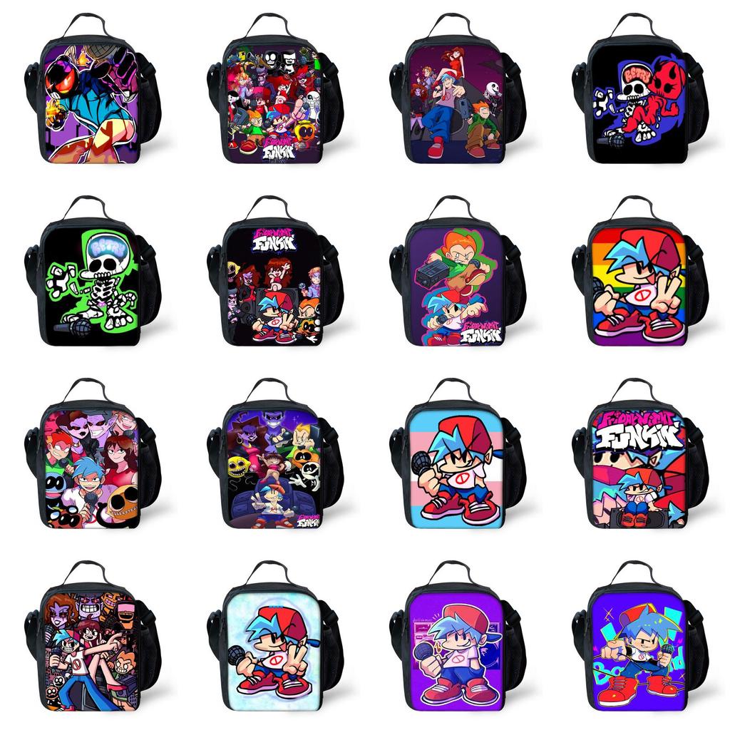 Adorable Cartoon Print Friday Night Funkin Lunch Bag For Kids And Students