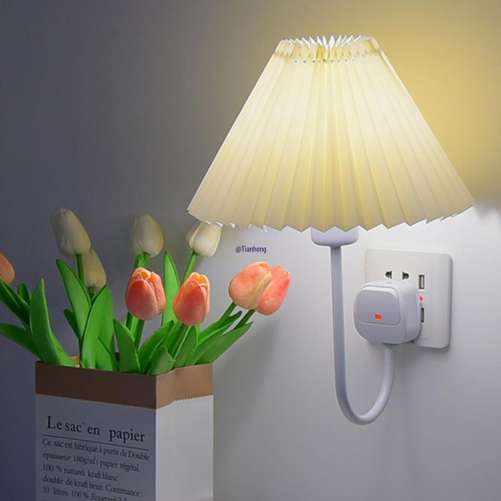 Remote-Control Night Light & Baby Feeder with Eye Protection - Plug-in Bedside Lamp for Sleep & Ambience