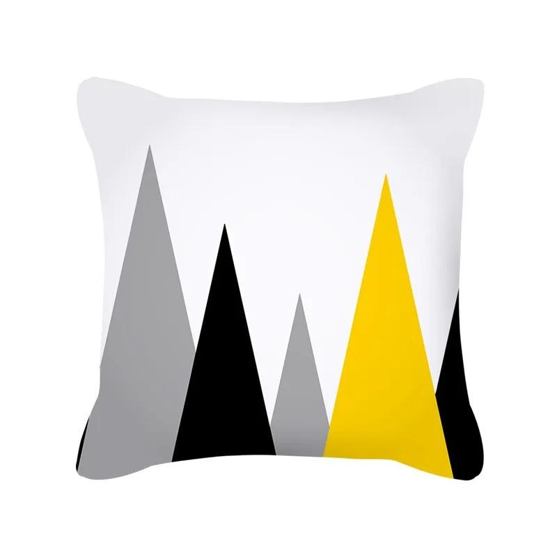 Yellow Pattern Home Decoration Cushion Cover Nordic Style Home Sofa Cushion Cover Black and Gray Striped Plaid Pillow Cover