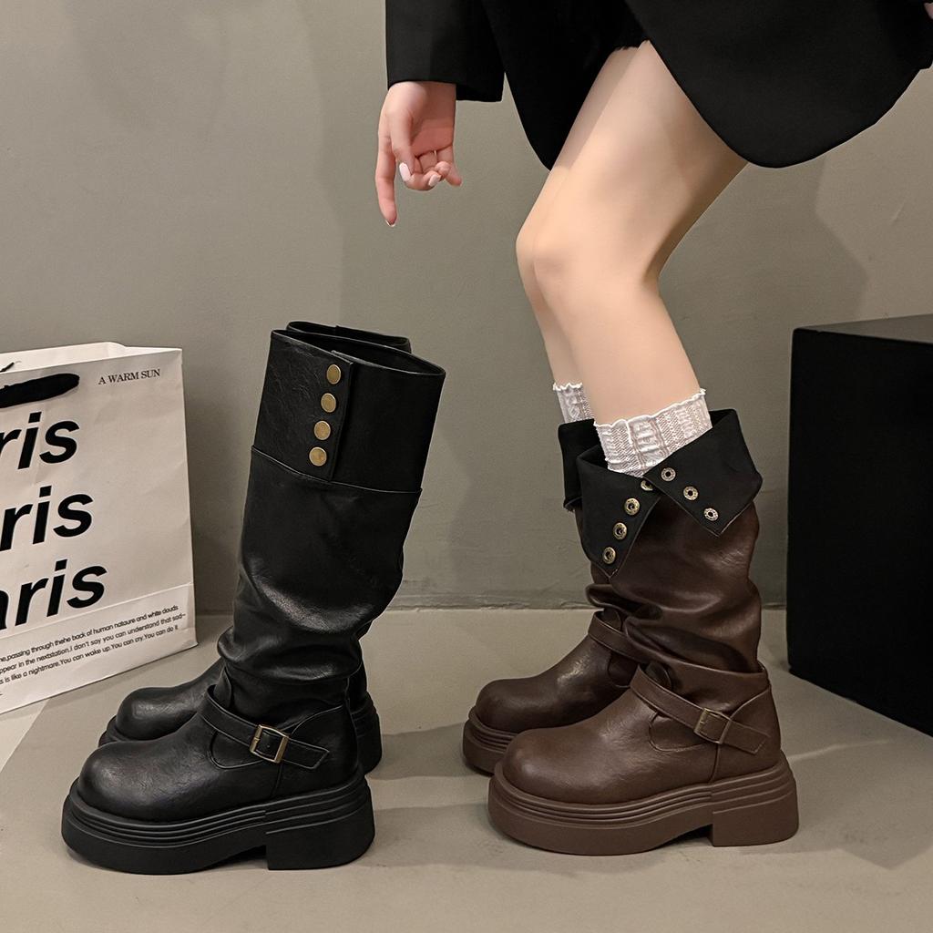 2025 Internet Celebrity Boots of the Same Style Autumn and Winter Thick-soled Versatile Niche Boots Women's New Popular Small Women's Boots