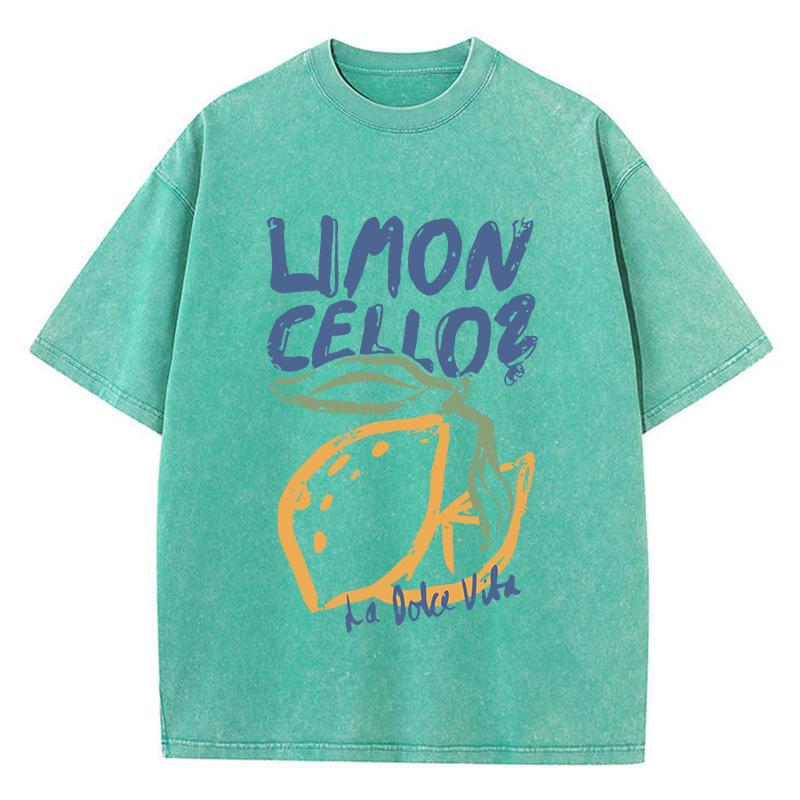Lemon Cellos Creative Fruit Prints Washed TShirt Women Cotton Tops ONeck Comfortable Distressed T Shirts Summer Womans Clothes