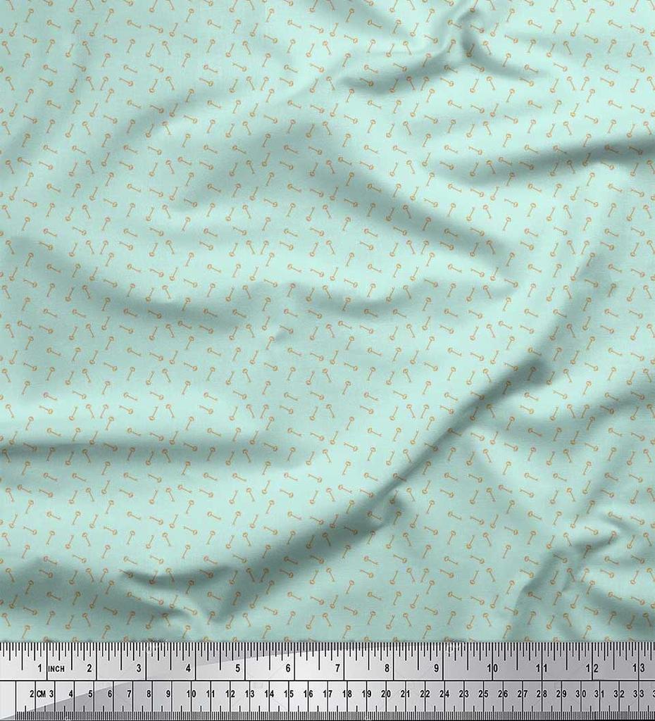 Soimoi Japan Crepe Satin Fabric Key Shirting Fabric Prints By Metre 42 Inch