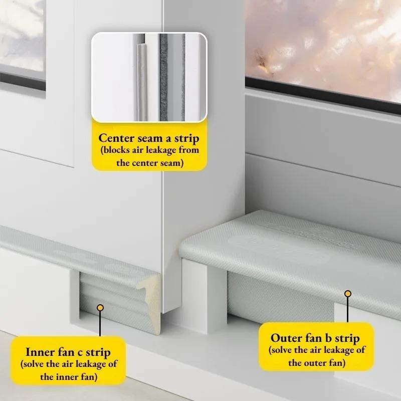 Push Pull Window Seal Strip Set for Sliding Windows and Doors Windproof Soundproof Dustproof Easy Install Sealing Strips