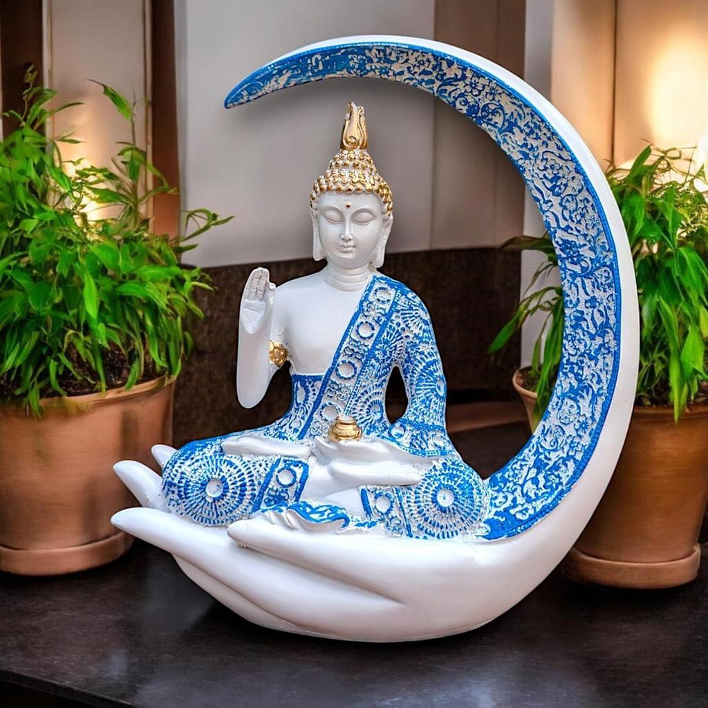 Big Meditating Moon Buddha Statue Showpiece