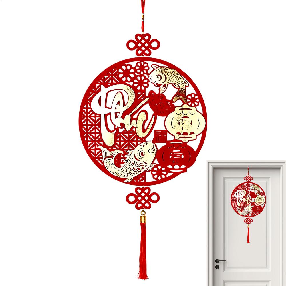 Spring Festival Decorations Chinese Good Luck Pendant 2026 Flocking Tree Ornaments Festival Charm For Home Office Car Door Wall