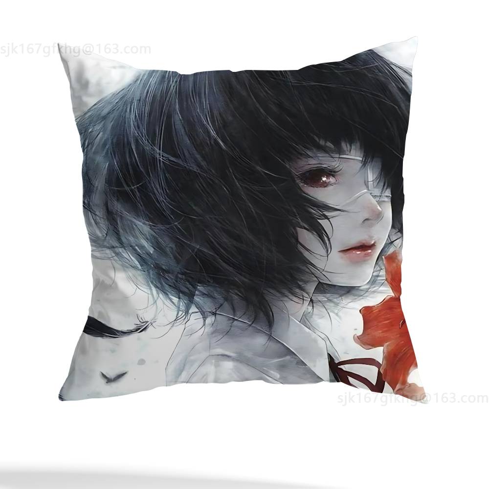 A-Another Mei Misaki Pillow Case Square Double-Sided Printing Short Plush Sofa Cushion Cover Bedroom Bedside Pillow