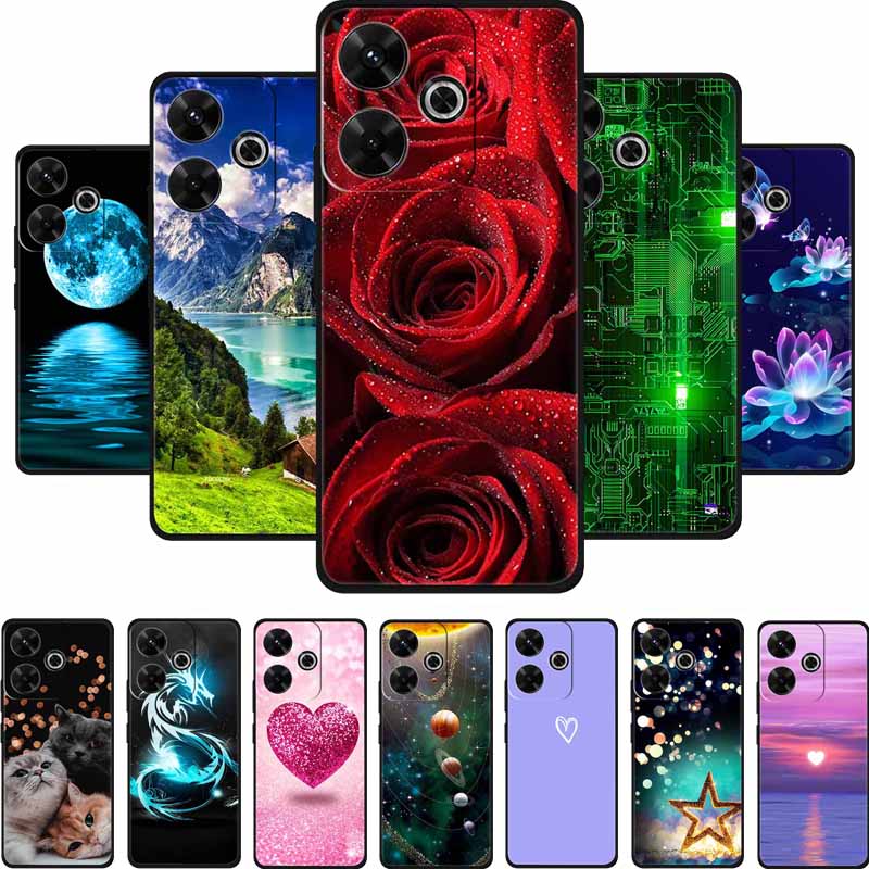 Phone Case For POCO M6 4G Back Cover Case M6Plus Black Silicone Soft Coque For Xiaomi Redmi 13 13x Poco M6 Plus Case M 6 Plus