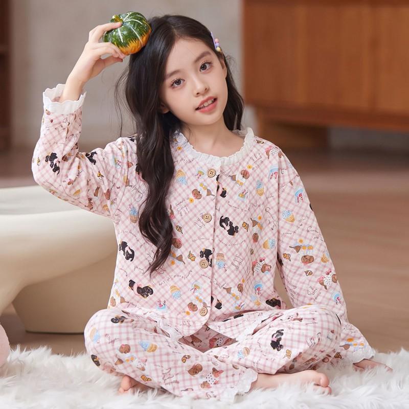 Girls Pajama Set Long Sleeve Cloud Cotton Cartoon Print Sleepwear Ages 8 Kids Home Wear