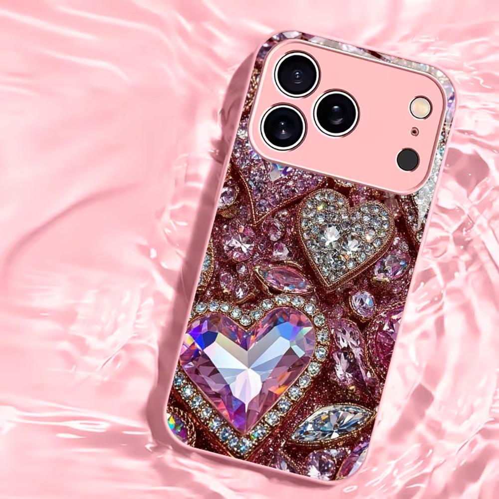 Diamond Love Madam Protect PhoneCase Glass PhoneCase for iPhone 17 16 15 14 13 12 11pm Pro Plus Dropresistant cellphone Female