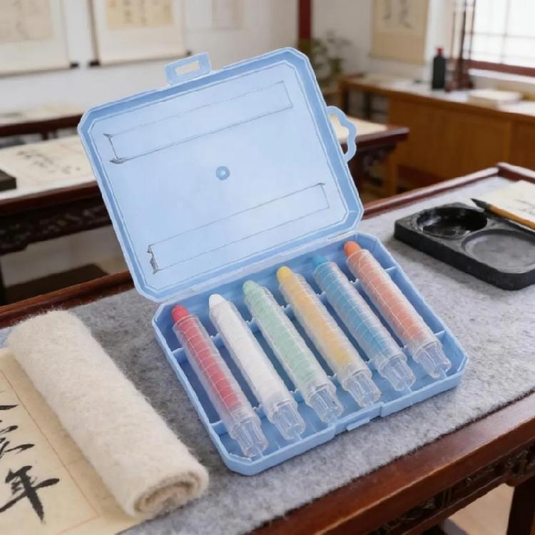 6Pcs Water Soluble Dustless Chalk Colored Sidewalk Chalk with Holder Erasable Whiteboard Art Tool for Blackboard Writing