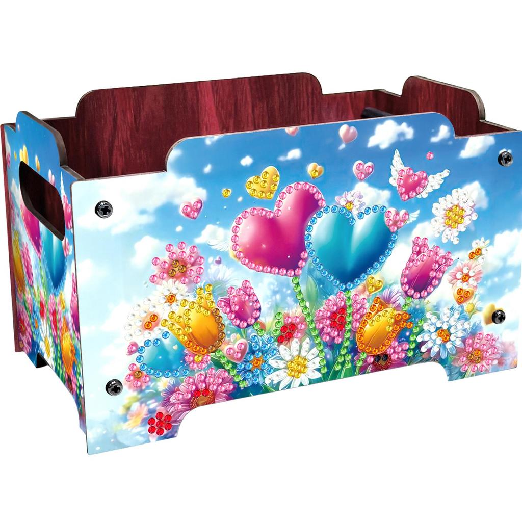 DIY Diamond Painting Crystal Mosaic Storage Container Wooden Crystal Storage Handbag Kit Handmade Storage Clutch for Home Decor