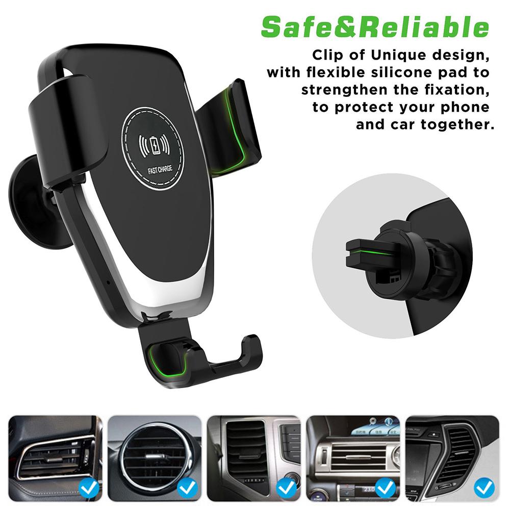 10W Wireless Car Phone Mount Holder for iPhone 15/14/13/13 Pro/12 Pro Max/12 Pro/12/11/10 Series for Samsung Galaxy Series