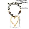 SHIXIN 2 Styles Fashion Hollow Big Love Heart Pendant Necklace for Women Vintage Leopard Chiffon Wood Bead Choker Necklace Gift