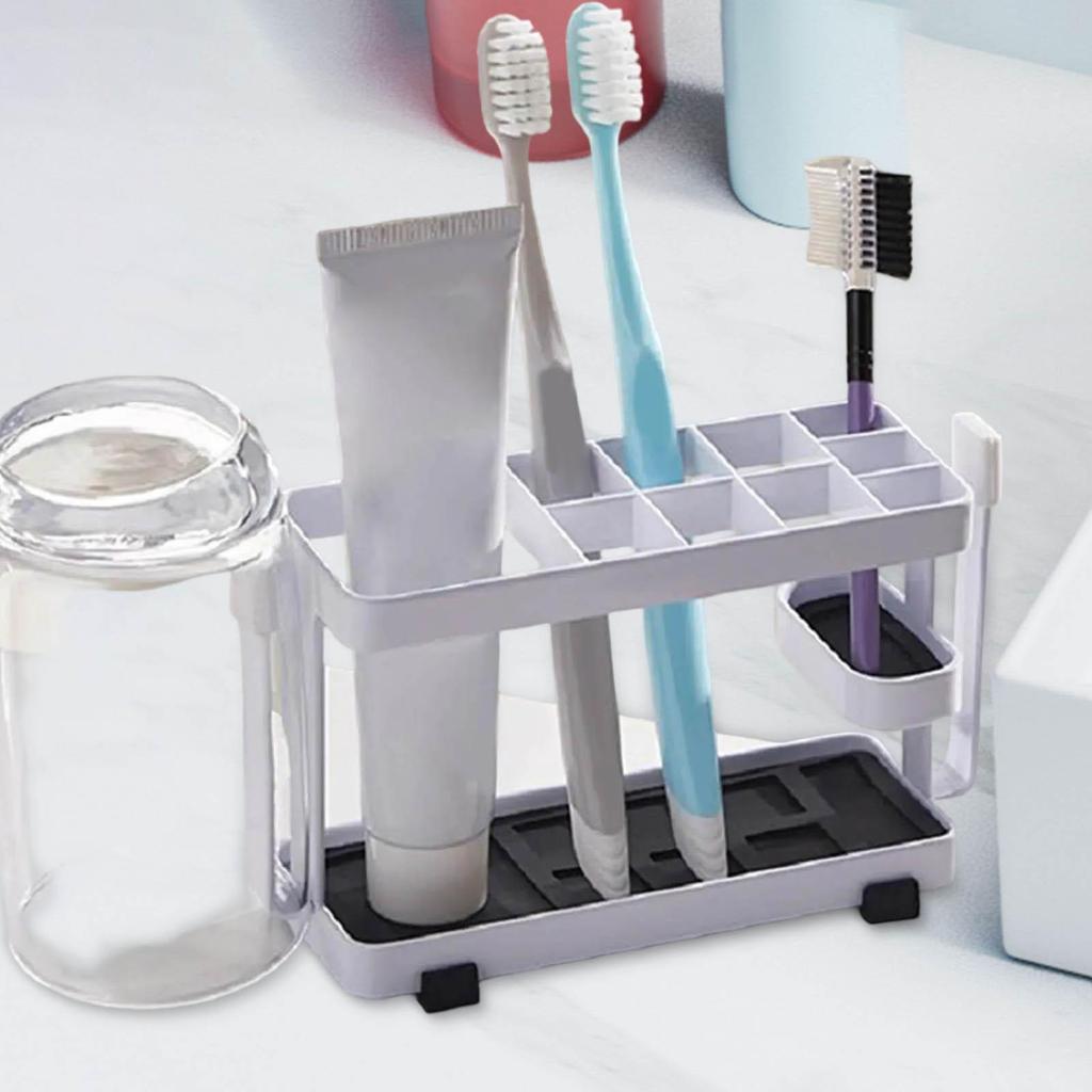 Storage Organizer Shelf Storage Stand 10 Slots Toothpaste Cup Holder Toothpaste