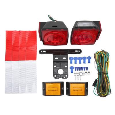 12V LED Trailer Light Kit Square Tail Lamp Red Lighting Sealed High Brightness for 80in Wide Truck