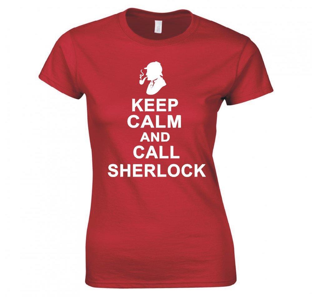 Sherlock Holmes Keep Calm And Call Sherlock Ladies TShirt New S