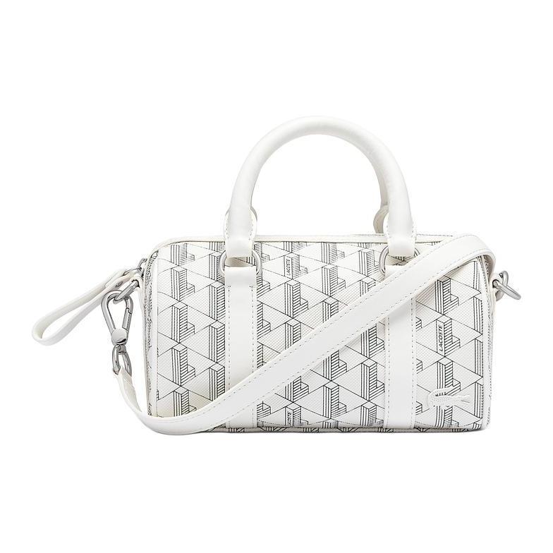 Lacoste Logo All Over Print Zipper Closure PU Shoulder Crossbody Handbag Medium Women handbag NF3960DG-F89 Multicolor,Medium