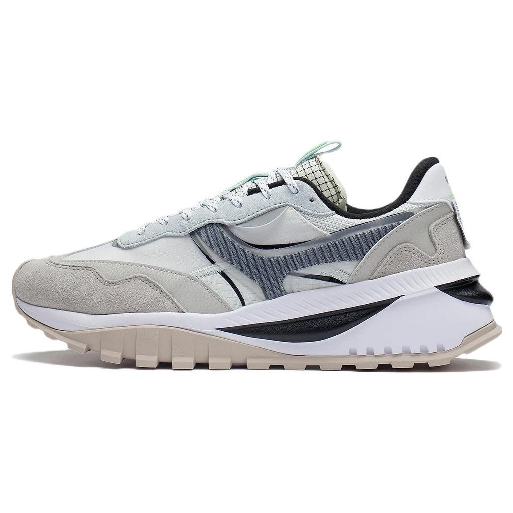 Li Ning Fangyuan Evo Fabric Synthetic Leather Retro Non-Slip Wear-Resistant Reflective Low-Top Running Shoes Men Sneakers White Gray AGCS163-3