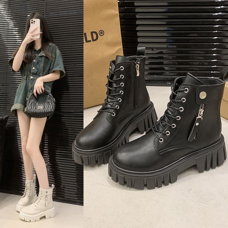 Thick-soled Martin boots for women's 2025 summer and autumn new love sweet and cool single boots fried street small high-heeled short boots