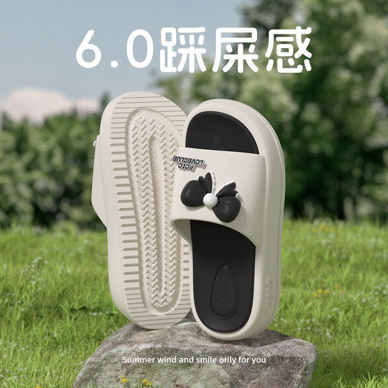 2025 Ladies Chunky Platform Slippers Woman High Heels Flat Sandals Thick Sole Lovely Bow-tie Flip Flops Female Eva Cloud Slides