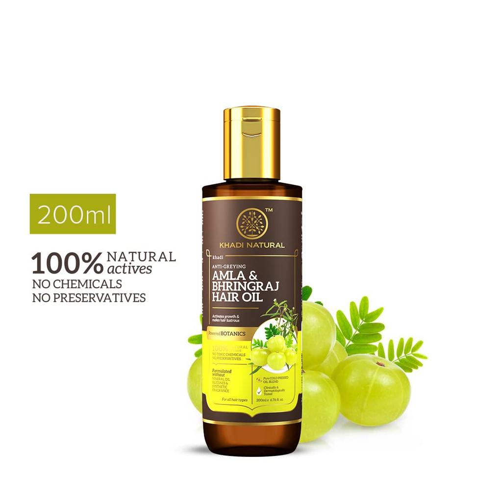 Khadi Natural Amla & Bhringraj Hair Oil 200ml Pack of 1 | Herbal Hair Growth Oil for All Hair Types