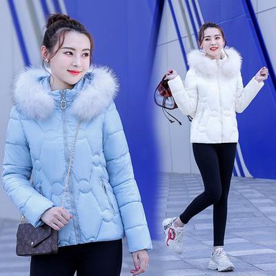Women's New Cotton Clothes Slim and Thin Big Fur Collar Removable Hat Cotton-padded Clothes Short Thickened Cotton Coat
