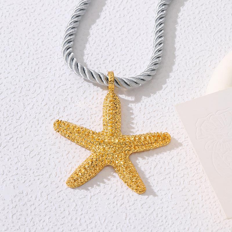 European and American Personality Party Exaggerated Star Vacation Beach Ocean Starfish Pendant Necklace Stud Earrings Jewelry Set