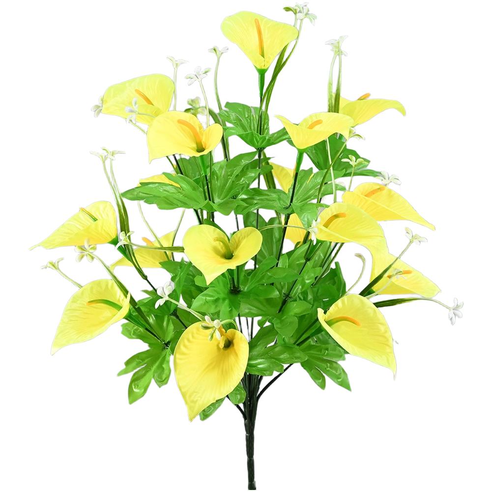 

Realistic Calla Lily Bouquet 18 Heads Silk Plastic Material 51cm Height for Living Room Garden Office Decoration жёлтый