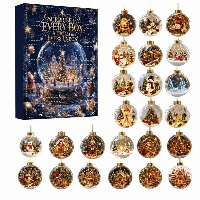24-Day Mini Christmas Brick Ornament Advent Calendar,Unique Designs, Buildable Bricks, Hanging Loops Included, Holiday Countdown