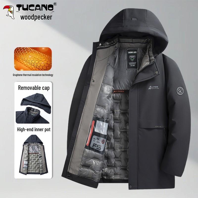 

Мужское утолщенное бархатное зимнее пальто Woodpecker Dad для мужчин среднего и пожилого возраста 2XL for 120-140 jin