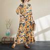 New Floral Vacation Style Travel Round Neck Vintage Long Flesh Covering Dresses