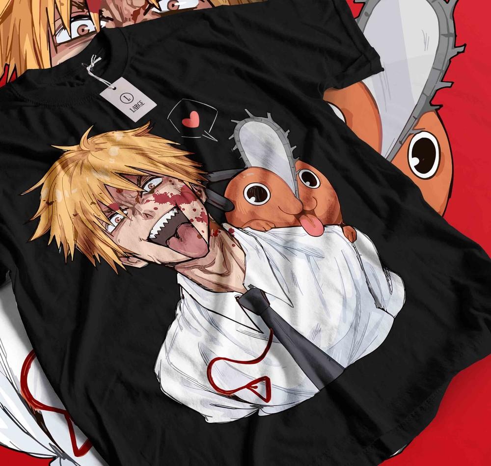 

Chainsaw Man T-Shirt Chainsaw Man Anime CSM Denji Power Black Shirt All Size 504 3XL
