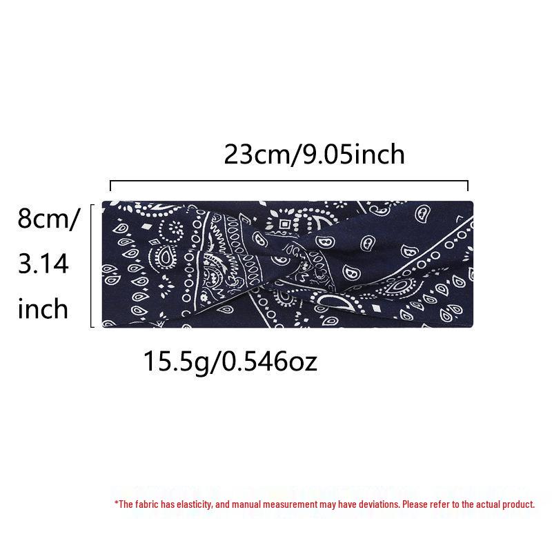 Cross-border Paisley Cotton Headband: Elastic, Washable, Perfect for Yoga & Sports.