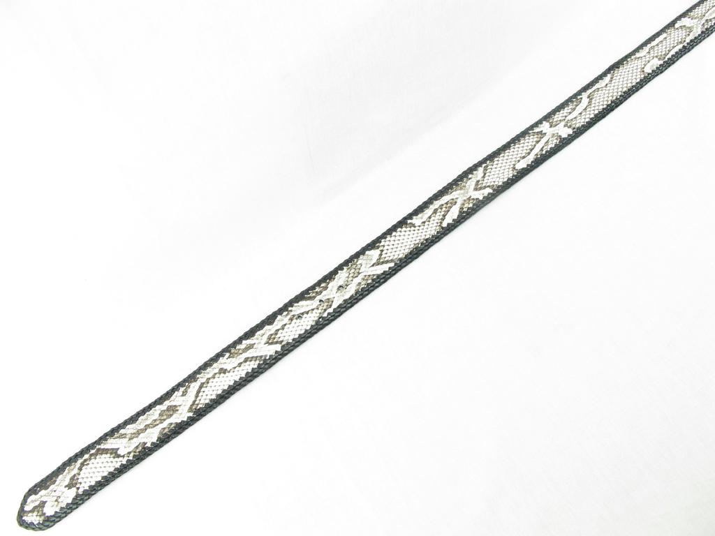 PELGIO Python Leather Braided No 46 Inch Belt, Edges, Holes,