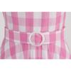 Women’s Strappy, Sexy deep-V Neckline Pink Checked Vintage Dress