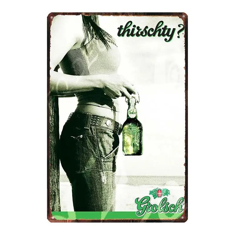 YZFQGrolsch Bière Lager Panneaux Décoratifs Hollandais Plaques Métalliques Pour Mur Bar Maison Art Décoration Restaurant 30X20CM DU-9120B