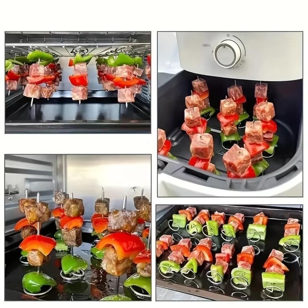 10PCS Stainless Steel Barbecue Sticks Reusable Oven Hanging Vertical Grill Universal Air Fryer