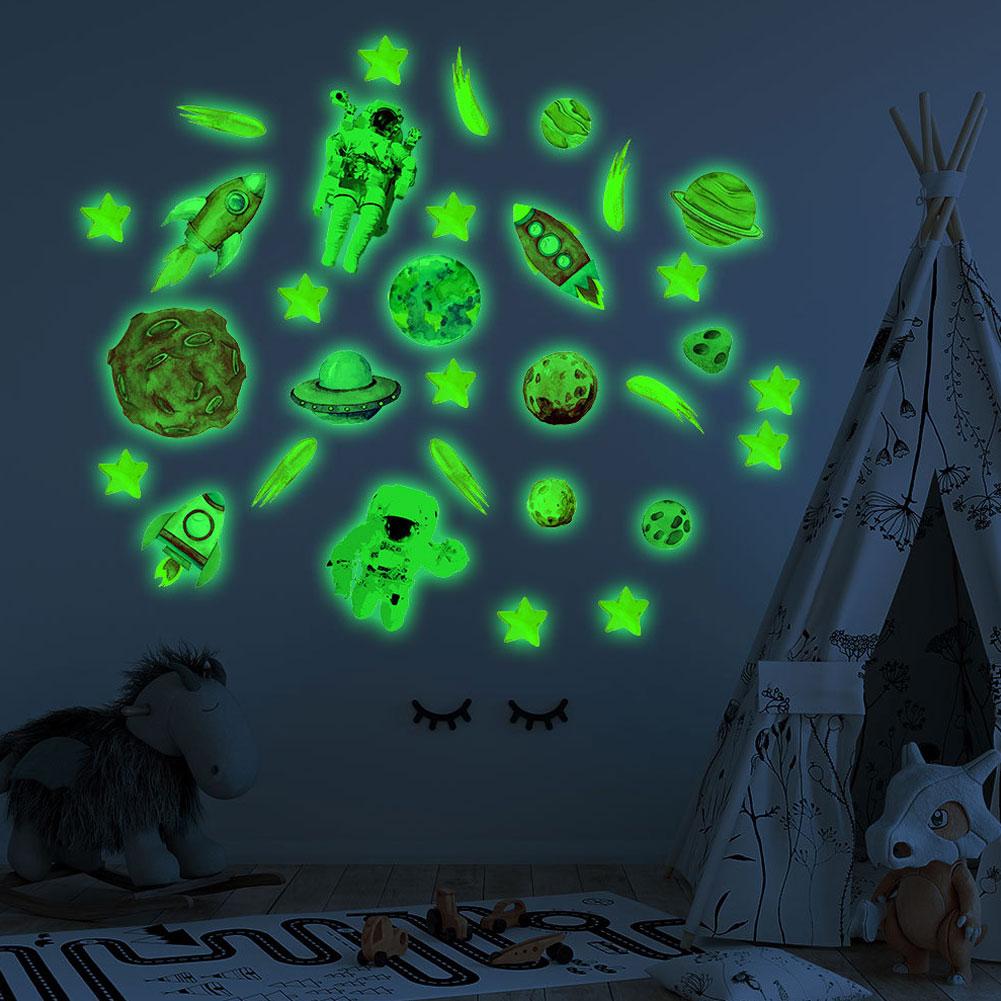 31 Delen DIY Ruimte Ruimteschip Thema Gloeiende Huis Muursticker Lichtgevende Kinderkamer Decoratie