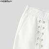 INCERUN Short décontracté à lacets pour homme avec taille élastique et bande latérale
