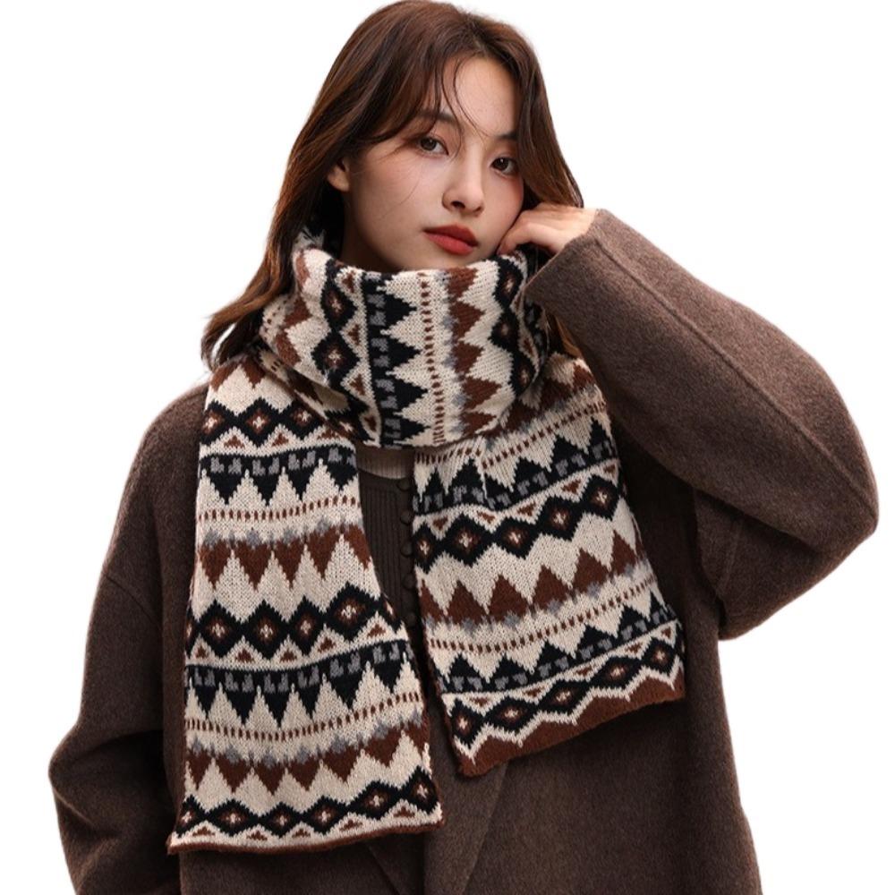 Korean Style Women Scarf Thickened Woolen Neckerchiefs Casual Winter Knitted Scarves  Male