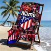 Custom Name Personalized Atletico Madrid Print Beach Towel, for Trip Camping Beach Party Home Decor, Birthday Gift for Family & Friends