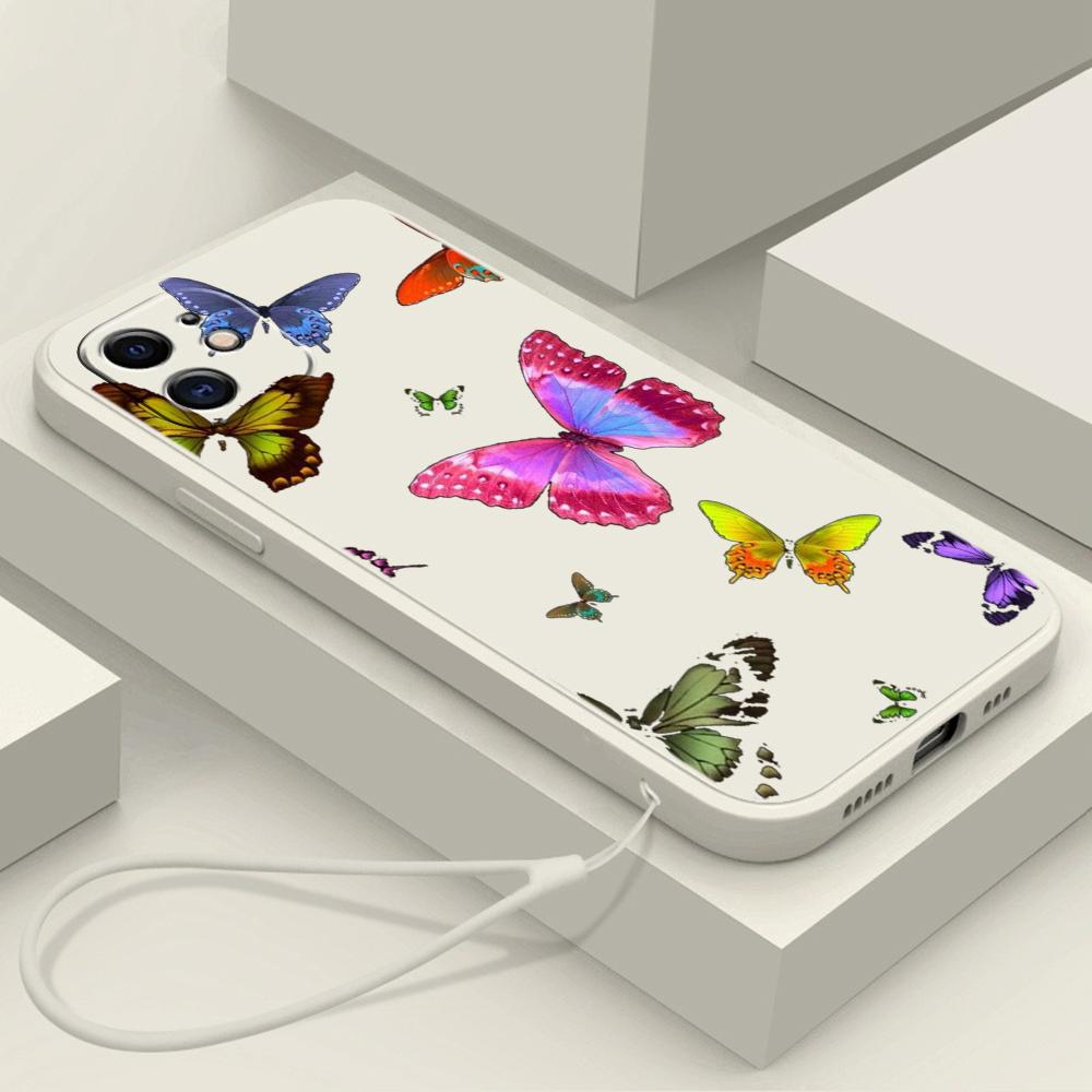 

N76 Бабочка со шнурком Силиконовые чехлы для телефонов с прямым краем для Xiaomi Poco X5 F6 Redmi Note 13 Pro 12C Realme C55 Противоударный чехол Huawei Honor 20/Nova 5T