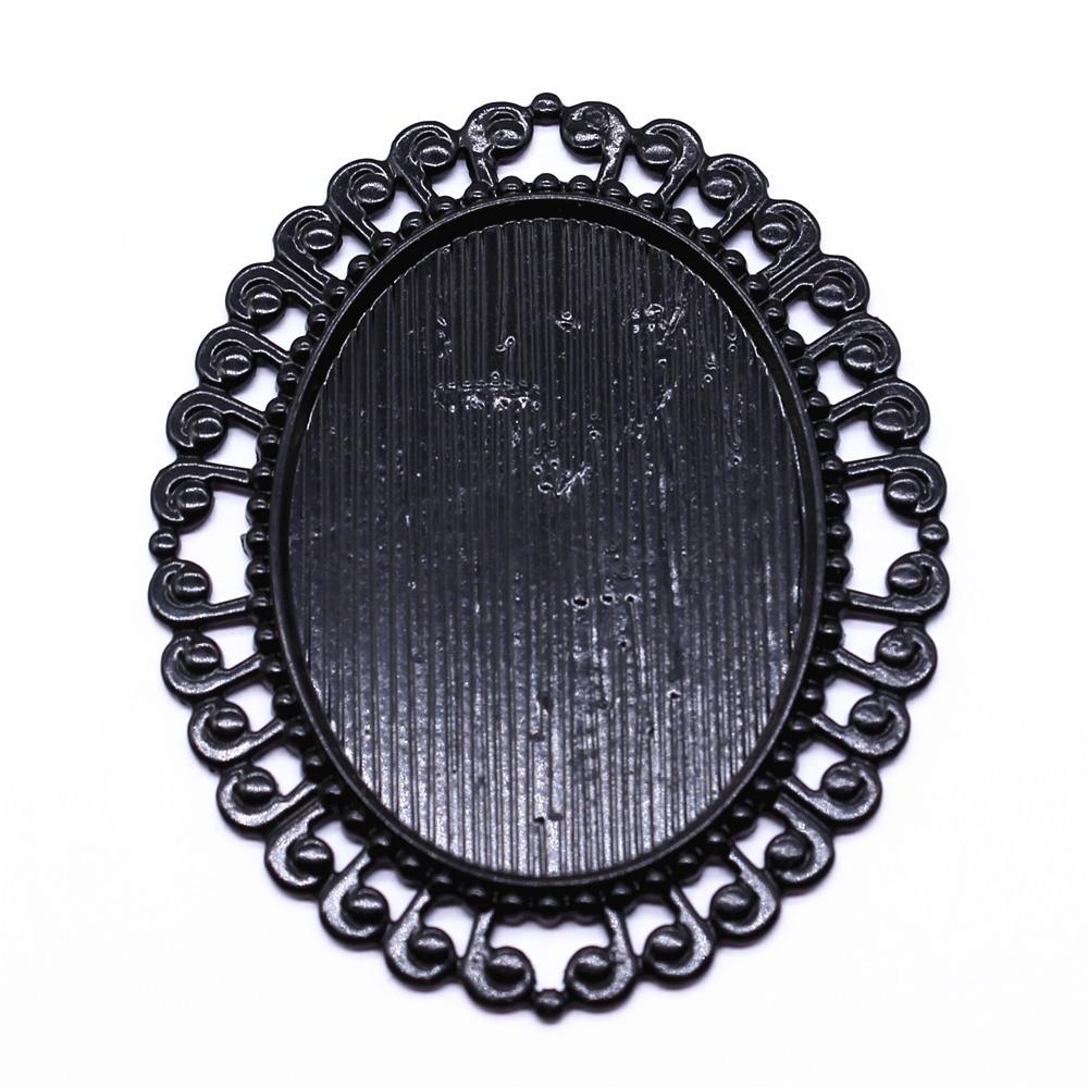 

2шт Овал Простой стиль Камея Кабошон Кулон База Настройка Ювелирные изделия Компоненты Аксессуары Черный цвет Цинковый сплав 30X40mm