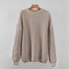 O-Neck Long Sleeve Knitted Sweater Ribbed Edge Solid Color Coarse Yarn Women Sweater Female Clothing