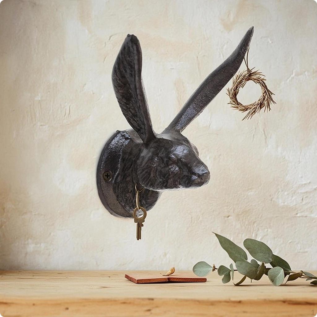 Hare Head Wall Hook Rustic Vintage for Entryway, Hallway, Mudroom