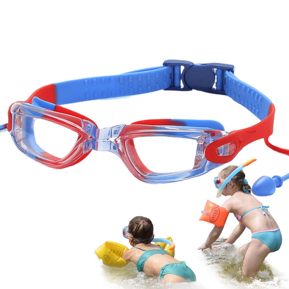 Swimming Goggles for Kids Waterproof Anti-Fog Pool Goggles with Ear Plugs Non Leak Water High Definition Elastic Strap Swimming