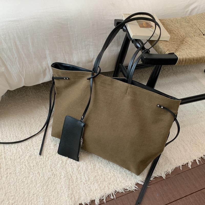 Herbst lässig retro große Kapazität Leinwandtasche Damen neu einfach Tragetasche Schulter tragbar Pendlertasche