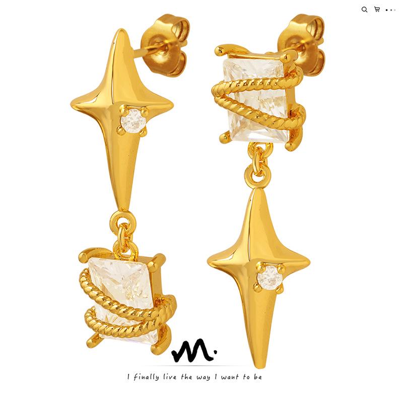 

Elegant Asymmetrical Zircon Starburst Earrings - Non-Fading Geometric Ear Jewelry