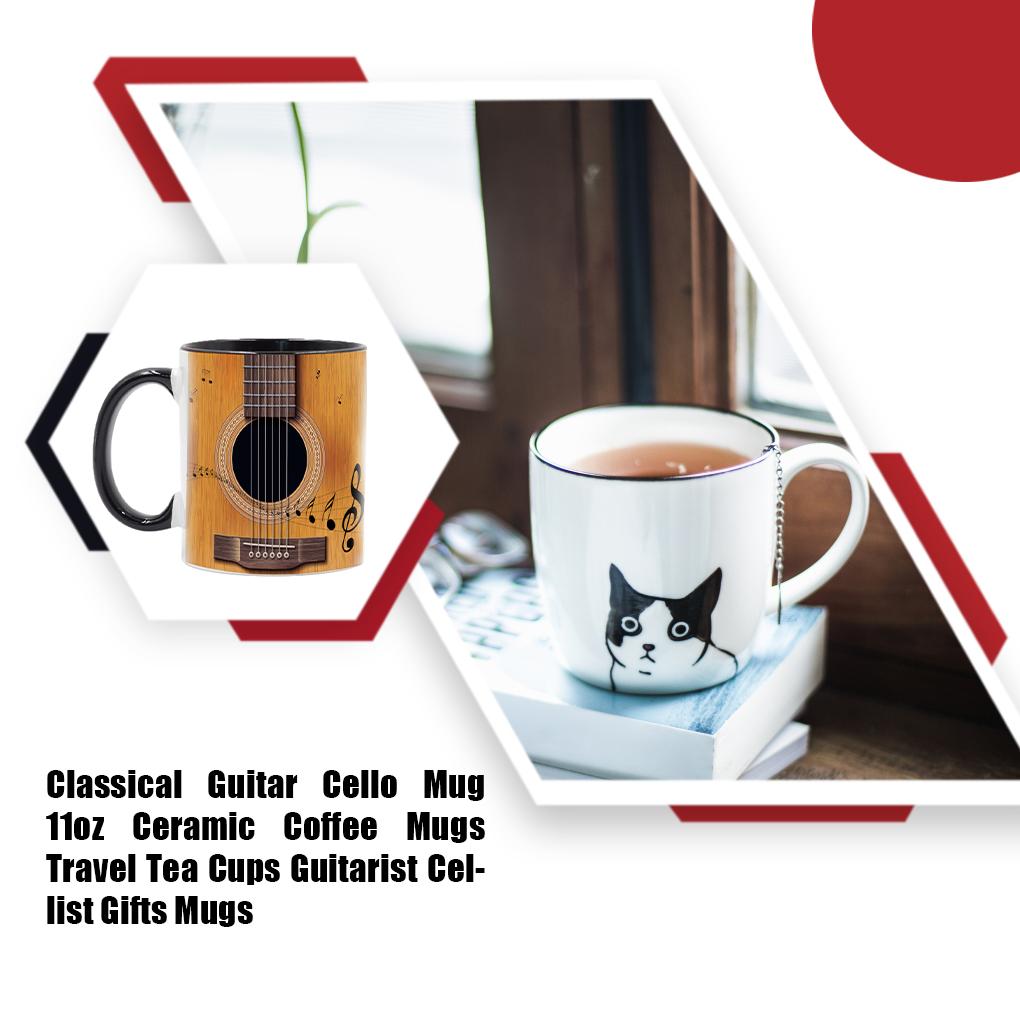 Home Office 350ml Guitar Pattern Coffee Cup Living Room Tea Drink Mug Portable Traveling Students Beverage Cups